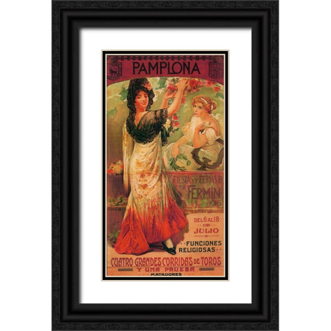 Pamplona I Black Ornate Wood Framed Art Print with Double Matting by Vintage Apple Collection