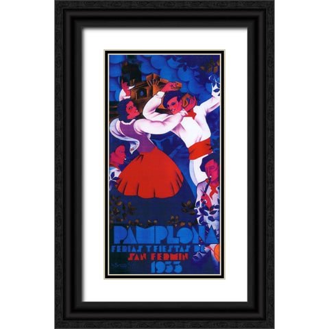 Pamplona II Black Ornate Wood Framed Art Print with Double Matting by Vintage Apple Collection