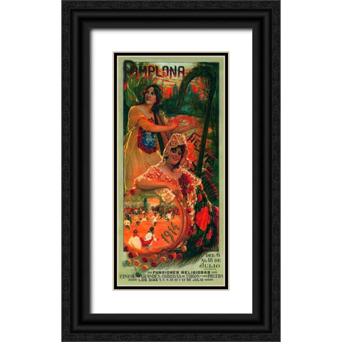 Pamplona IV Black Ornate Wood Framed Art Print with Double Matting by Vintage Apple Collection