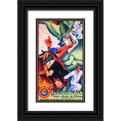 Pamplona VII Black Ornate Wood Framed Art Print with Double Matting by Vintage Apple Collection