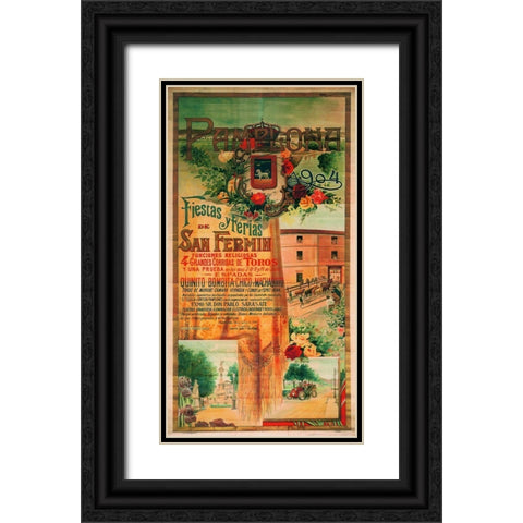 Pamplona IX Black Ornate Wood Framed Art Print with Double Matting by Vintage Apple Collection