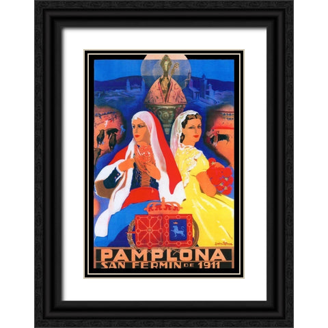 Pamplona XII Black Ornate Wood Framed Art Print with Double Matting by Vintage Apple Collection