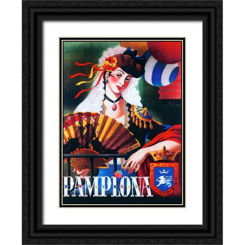 Pamplona XIII Black Ornate Wood Framed Art Print with Double Matting by Vintage Apple Collection