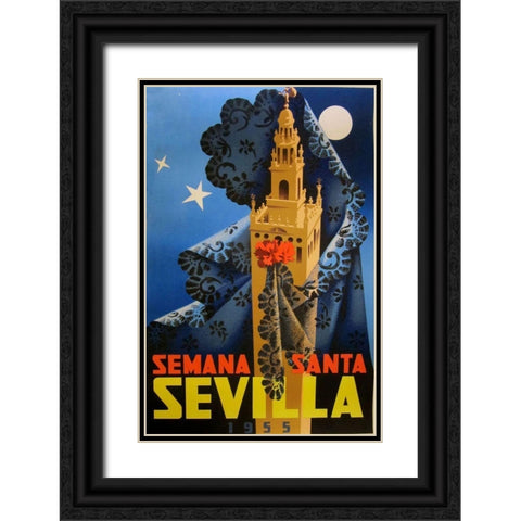 Semana Santa Sevilla IV Black Ornate Wood Framed Art Print with Double Matting by Vintage Apple Collection