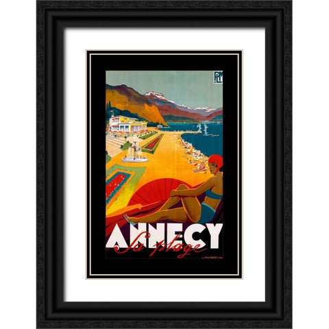 Annecy Black Ornate Wood Framed Art Print with Double Matting by Vintage Apple Collection