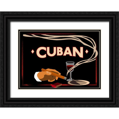 cuban Black Ornate Wood Framed Art Print with Double Matting by Vintage Apple Collection