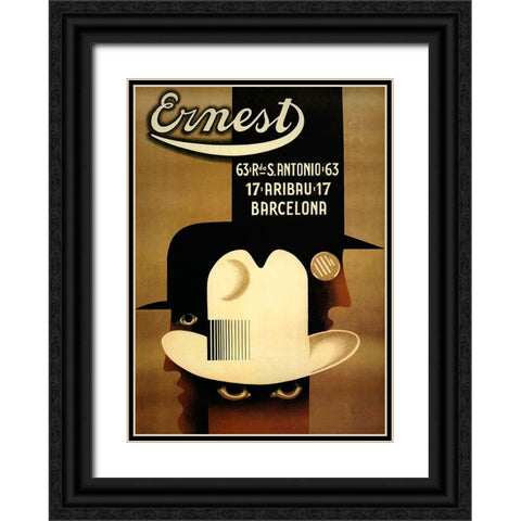 ernest Black Ornate Wood Framed Art Print with Double Matting by Vintage Apple Collection