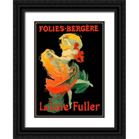 Folies Bergere Black Ornate Wood Framed Art Print with Double Matting by Vintage Apple Collection