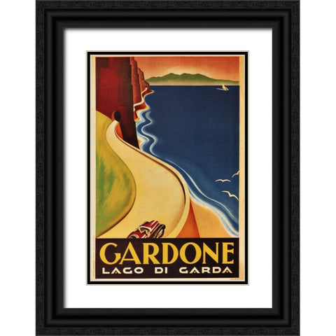 Gardone Black Ornate Wood Framed Art Print with Double Matting by Vintage Apple Collection