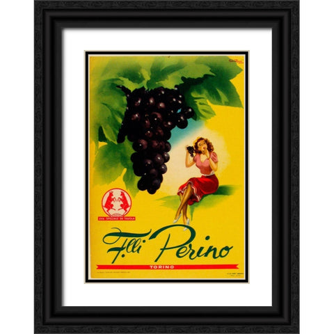 Gianrosa 1955 - Grapes Black Ornate Wood Framed Art Print with Double Matting by Vintage Apple Collection