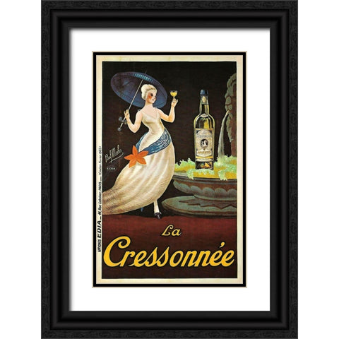 La Cressonnee Black Ornate Wood Framed Art Print with Double Matting by Vintage Apple Collection