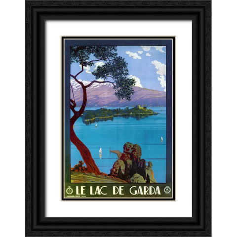 Le Garda Black Ornate Wood Framed Art Print with Double Matting by Vintage Apple Collection