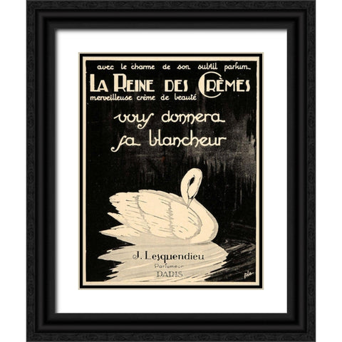 Swan Cremes Black Ornate Wood Framed Art Print with Double Matting by Vintage Apple Collection