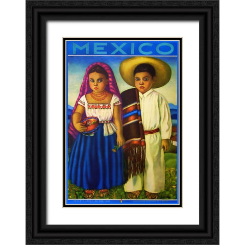 Botero Mexico Black Ornate Wood Framed Art Print with Double Matting by Vintage Apple Collection