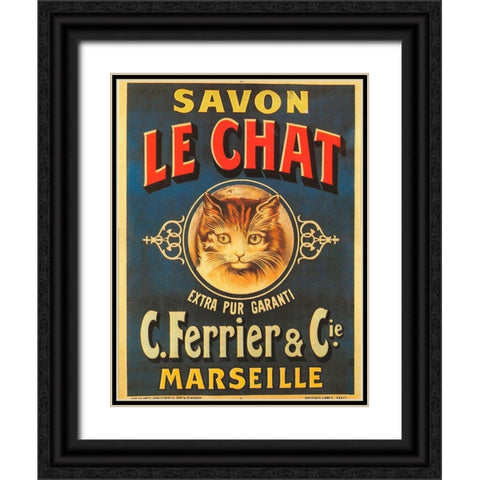 Savon Le Chat Black Ornate Wood Framed Art Print with Double Matting by Vintage Apple Collection