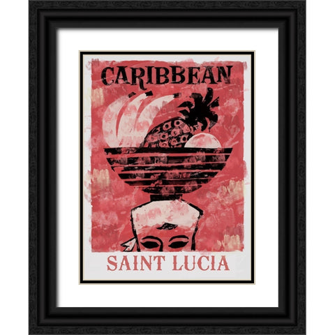 Saint Lucia Black Ornate Wood Framed Art Print with Double Matting by Vintage Apple Collection