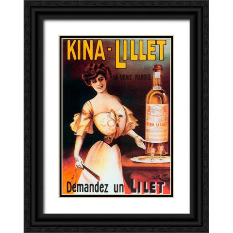 Kina Black Ornate Wood Framed Art Print with Double Matting by Vintage Apple Collection