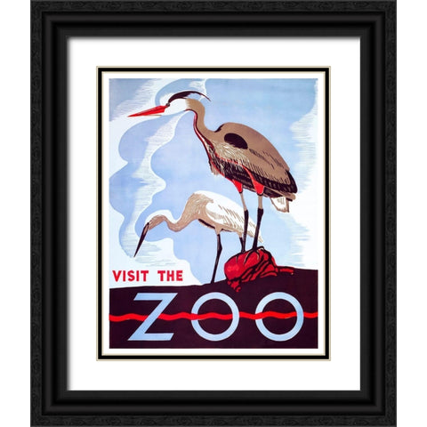 visit the zoo Black Ornate Wood Framed Art Print with Double Matting by Vintage Apple Collection