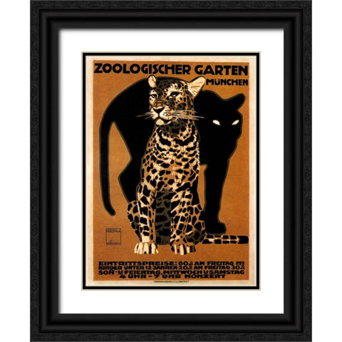 zoo big cats Black Ornate Wood Framed Art Print with Double Matting by Vintage Apple Collection