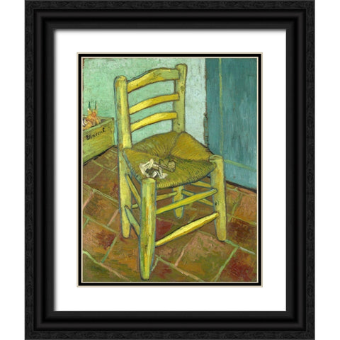 Van Gogh-Vincents Chair with His Pipe Black Ornate Wood Framed Art Print with Double Matting by Vintage Apple Collection