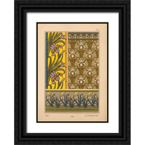 Plate 02 - Iris Black Ornate Wood Framed Art Print with Double Matting by Vintage Apple Collection