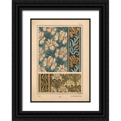 Plate 03 - Iris Black Ornate Wood Framed Art Print with Double Matting by Vintage Apple Collection