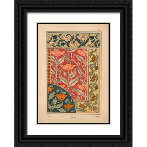 Plate 06 - Poppy Black Ornate Wood Framed Art Print with Double Matting by Vintage Apple Collection