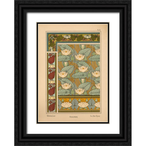 Plate 08 - Water-Lily Black Ornate Wood Framed Art Print with Double Matting by Vintage Apple Collection