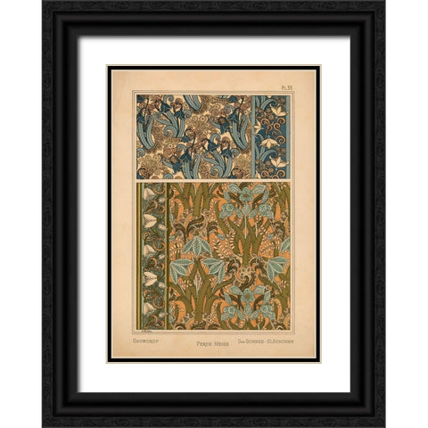 Plate 33 - Snowdrop Black Ornate Wood Framed Art Print with Double Matting by Vintage Apple Collection