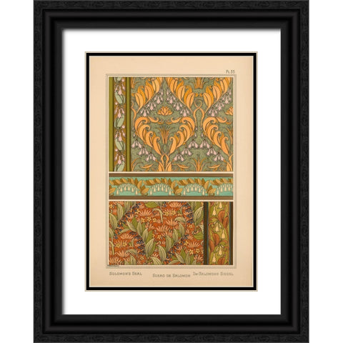 Plate 35 - Solomons Seal Black Ornate Wood Framed Art Print with Double Matting by Vintage Apple Collection