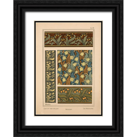 Plate 39 - Lily of the Valley Black Ornate Wood Framed Art Print with Double Matting by Vintage Apple Collection