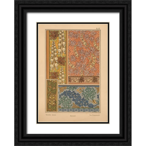 Plate 57 - Monks-hood Black Ornate Wood Framed Art Print with Double Matting by Vintage Apple Collection