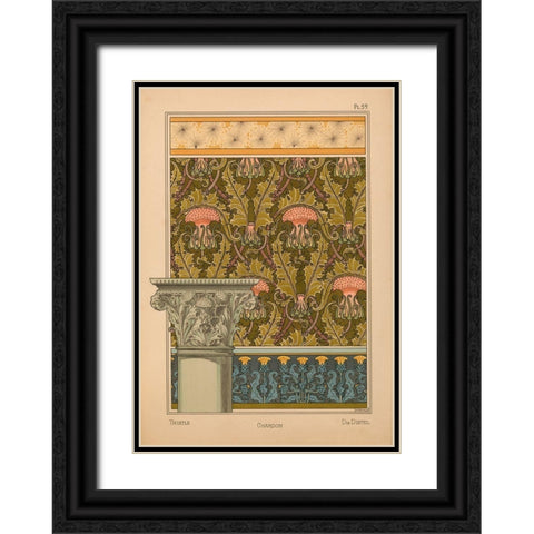 Plate 59 - Thistle Black Ornate Wood Framed Art Print with Double Matting by Vintage Apple Collection