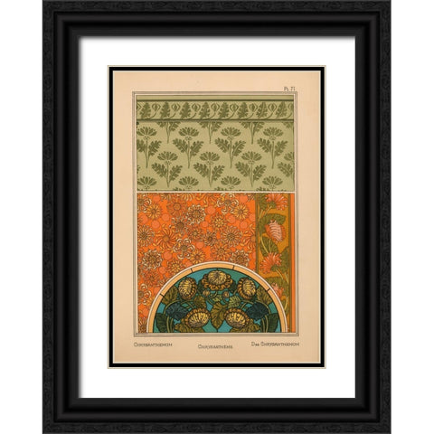 Plate 71 - Chrysanthemum Black Ornate Wood Framed Art Print with Double Matting by Vintage Apple Collection