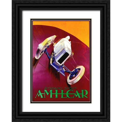 Amilcar Black Ornate Wood Framed Art Print with Double Matting by Vintage Apple Collection