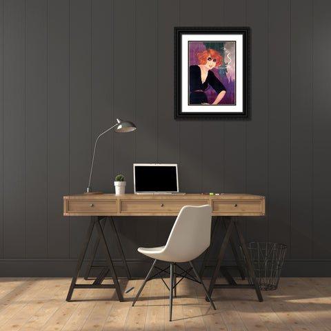 Mistinguette II Black Ornate Wood Framed Art Print with Double Matting by Vintage Apple Collection