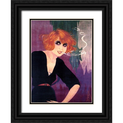 Mistinguette II Black Ornate Wood Framed Art Print with Double Matting by Vintage Apple Collection