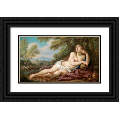 Casali-Magdalene Black Ornate Wood Framed Art Print with Double Matting by Vintage Apple Collection