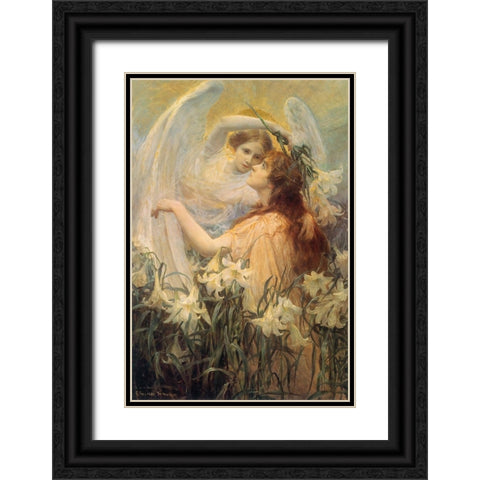 Swinstead-Two Angels Black Ornate Wood Framed Art Print with Double Matting by Vintage Apple Collection