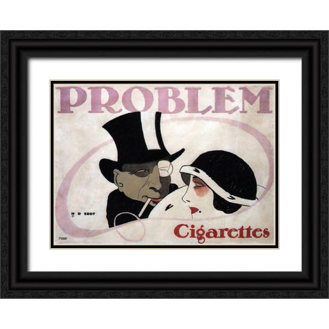 1912 Germany Problem Cigarettes Couple Black Ornate Wood Framed Art Print with Double Matting by Vintage Apple Collection