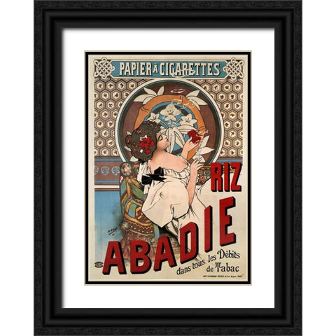 Abadie Cigs 1828 France Black Ornate Wood Framed Art Print with Double Matting by Vintage Apple Collection