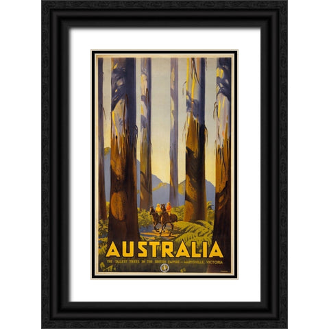 Australia Trees Black Ornate Wood Framed Art Print with Double Matting by Vintage Apple Collection