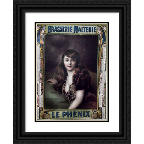 Brasserie Malterie Black Ornate Wood Framed Art Print with Double Matting by Vintage Apple Collection