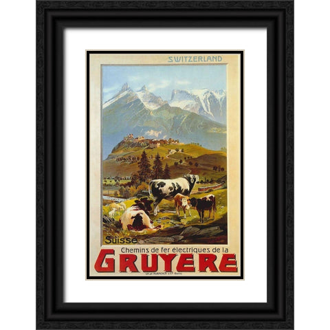 Chemins De Fer De La GruyÃ¨re 1906 Black Ornate Wood Framed Art Print with Double Matting by Vintage Apple Collection
