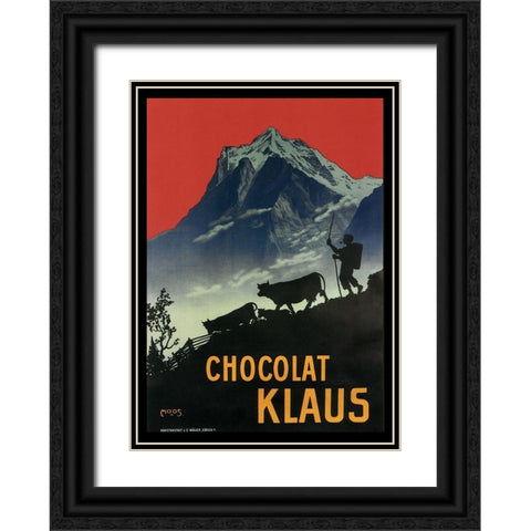 Chocolat Klaus Mountains Switzerland 1910 Black Ornate Wood Framed Art Print with Double Matting by Vintage Apple Collection