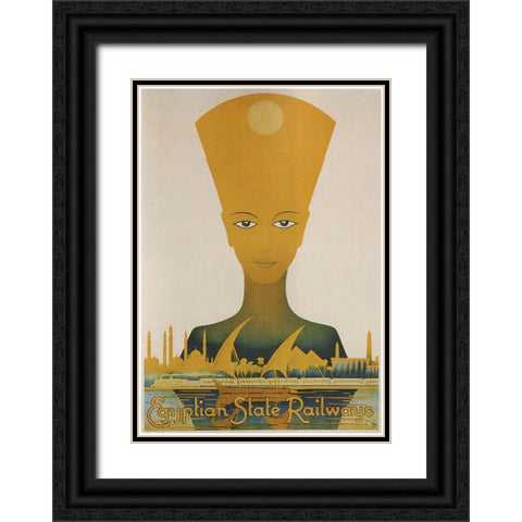 Egyptian State Railways Black Ornate Wood Framed Art Print with Double Matting by Vintage Apple Collection