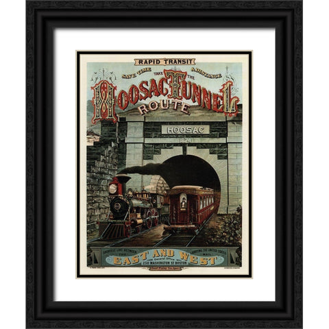 Hoosac Tunnel Black Ornate Wood Framed Art Print with Double Matting by Vintage Apple Collection