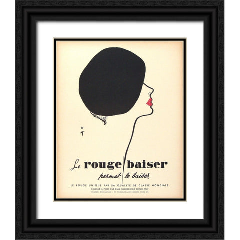 Le Rouge Baiser Black Ornate Wood Framed Art Print with Double Matting by Vintage Apple Collection