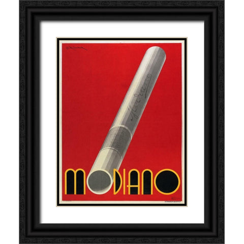 Modiano Cigs Red Italian Black Ornate Wood Framed Art Print with Double Matting by Vintage Apple Collection