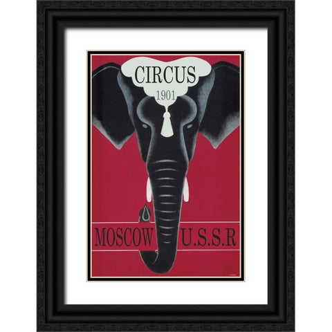 Moscow Circus Ussr Black Ornate Wood Framed Art Print with Double Matting by Vintage Apple Collection